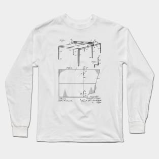 Tennis Table Vintage Patent Hand Drawing Long Sleeve T-Shirt